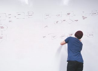 Homme qui fait un plan sur un whiteboard : Comment vendre ses produits et services en ligne