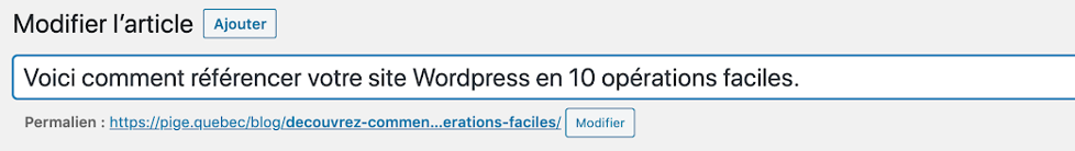 Exemple de permalien pour référencement sa page WordPress